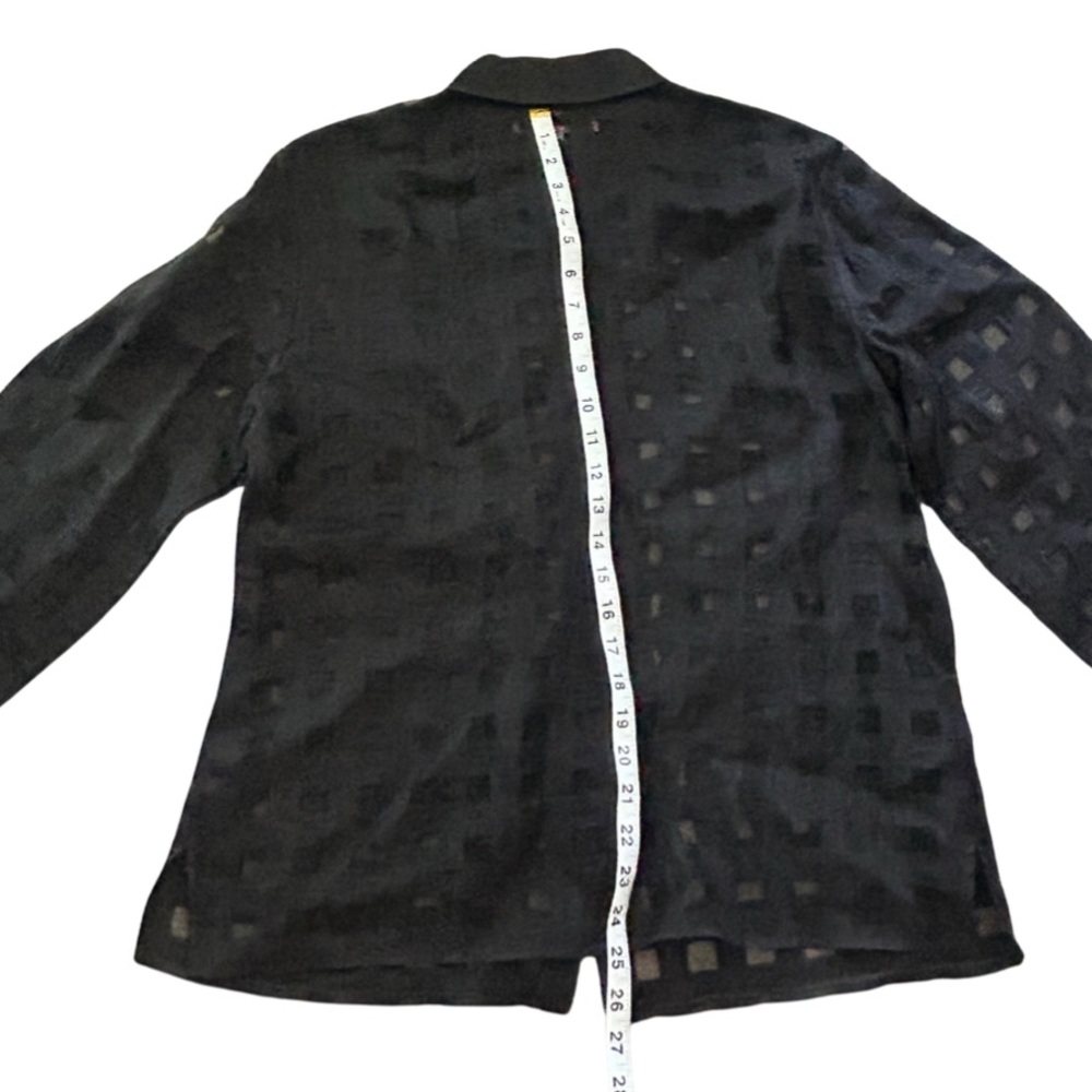 Emil Rutenberg Sheer Square Pattern Button Front … - image 5